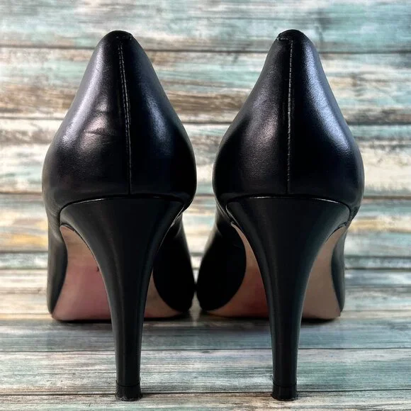 Cole Haan Pumps Womens Size 10B Black Leather Open Toe Dress Work Shoes Heels - Picture 6 of 14